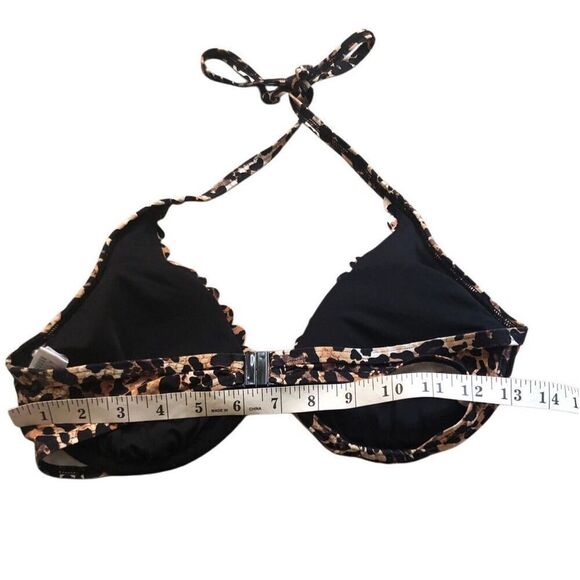 Lascana Lexa Bikini Top animal print with halter tie padded inserts size 34 D - Picture 6 of 7
